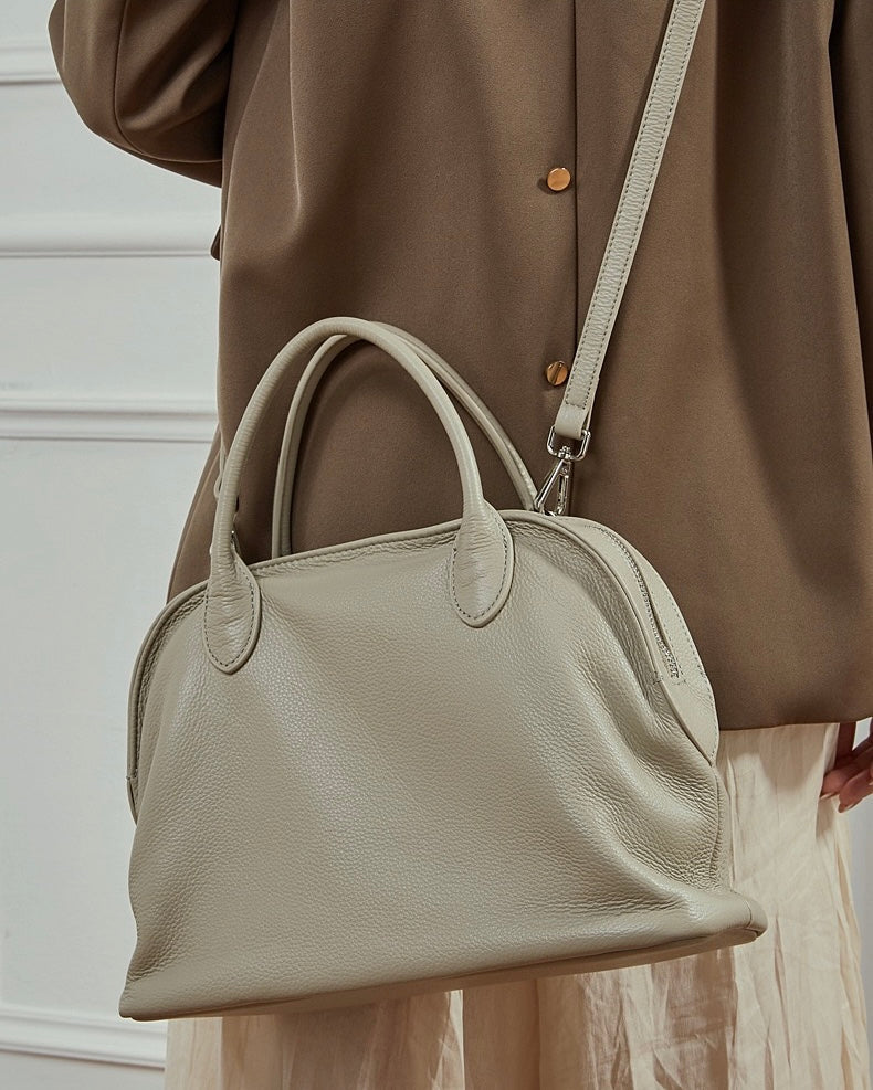 Grained Leather Dome Satchel: A Fusion of Elegance and Functionality