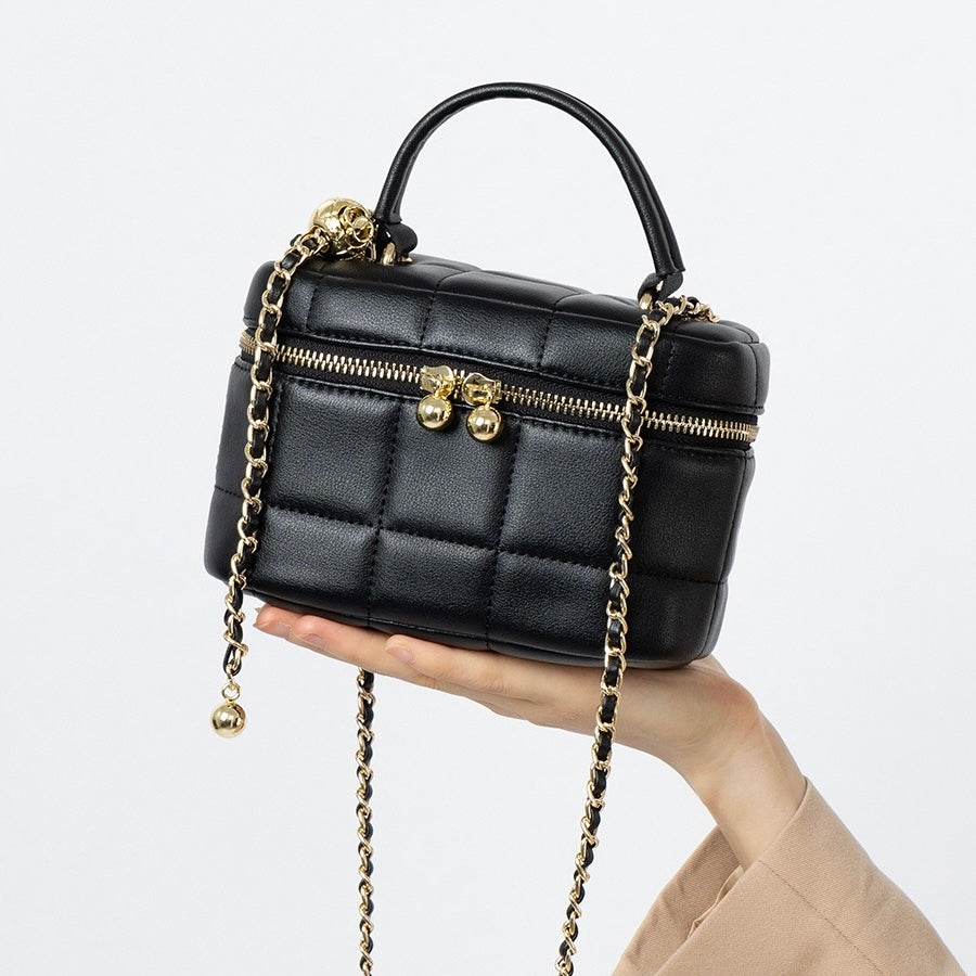 Elegant Genuine Leather Textured Chain Shoulder Bag