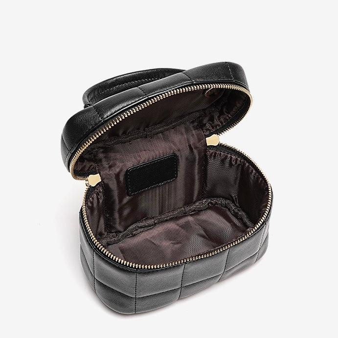 Elegant Genuine Leather Textured Chain Shoulder Bag