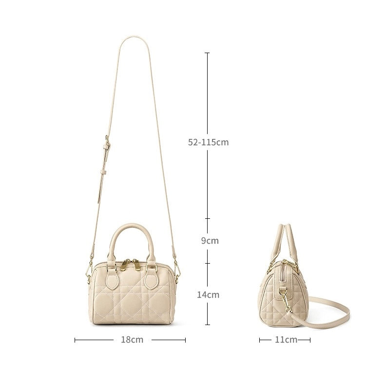 Quilted Genuine Leather Boston Clutch Bag for Elevating Elegance