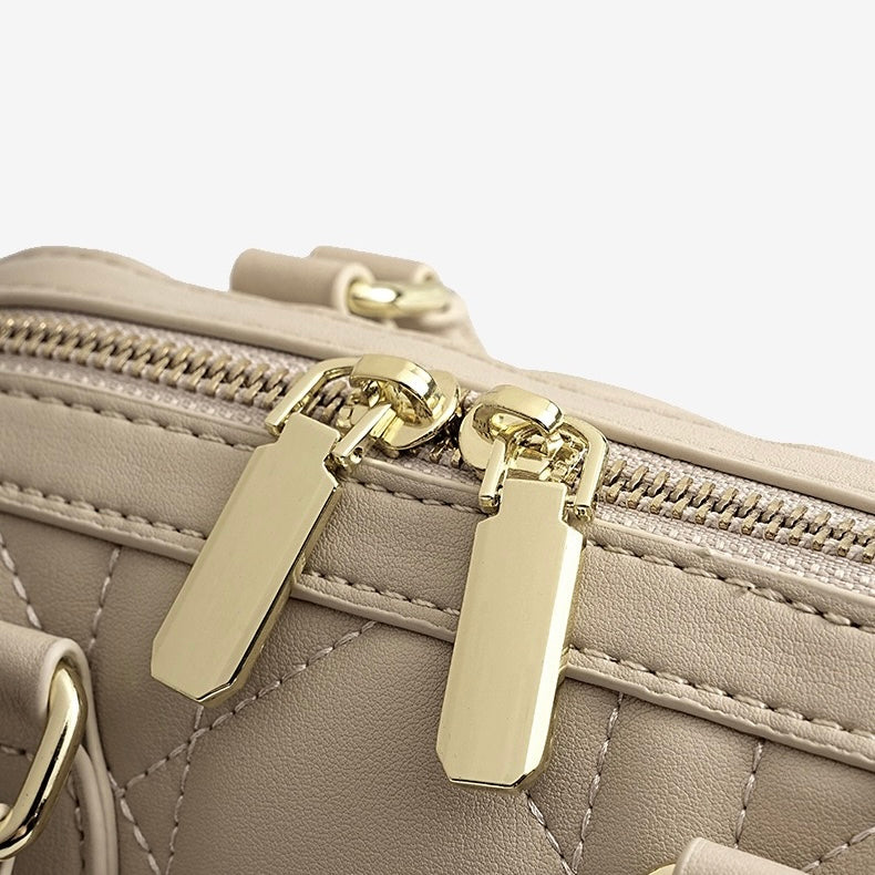 Quilted Genuine Leather Boston Clutch Bag for Elevating Elegance