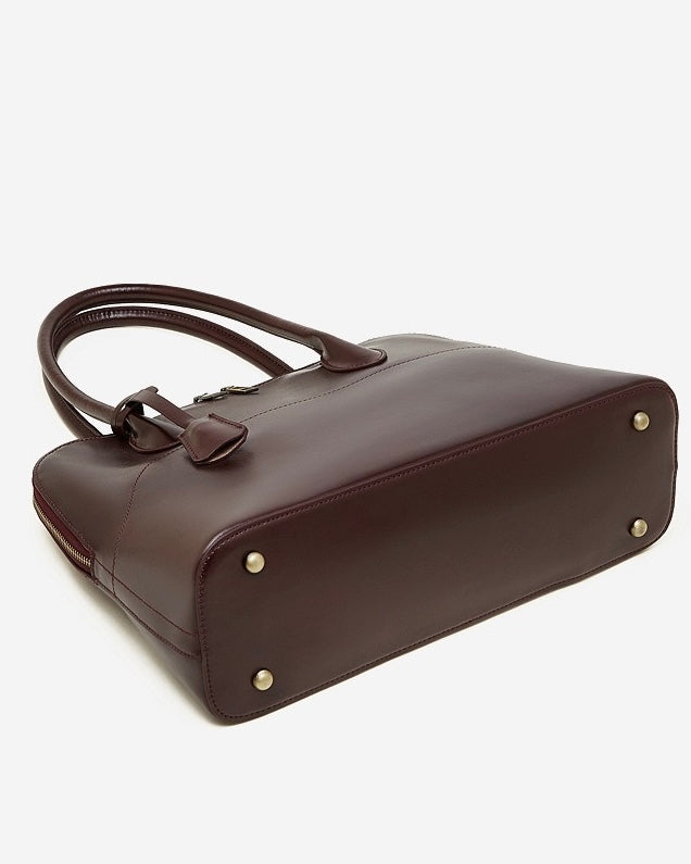 Genuine Leather Dome Satchel with Signature Tassel - Timeless Elegance