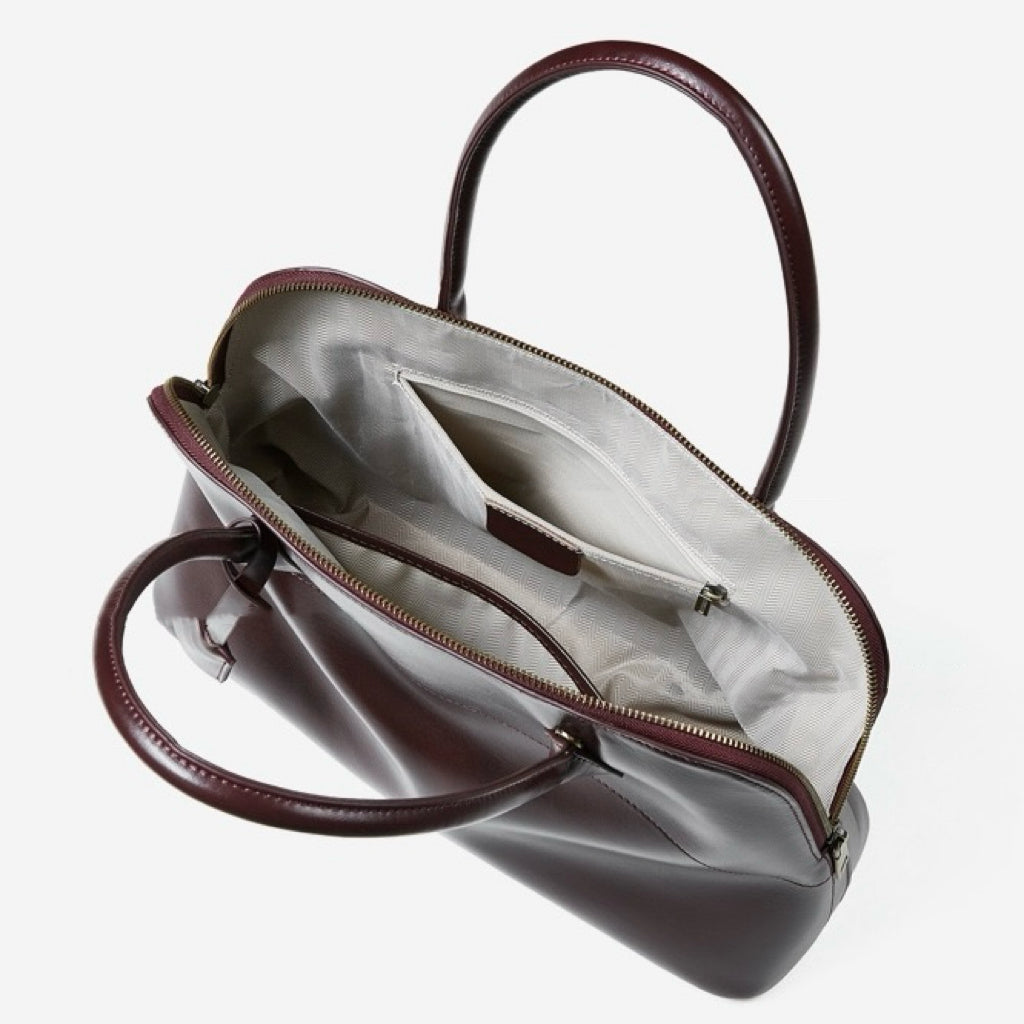 Genuine Leather Dome Satchel with Signature Tassel - Timeless Elegance