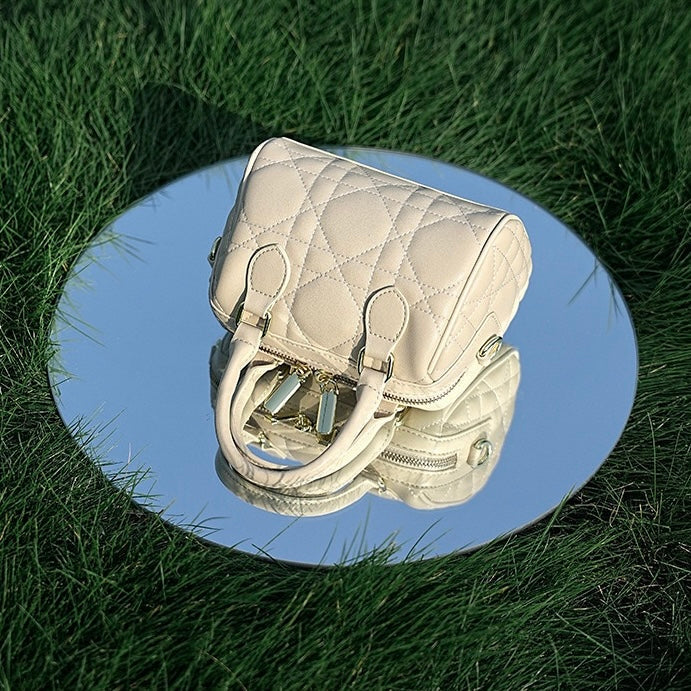 Quilted Genuine Leather Boston Clutch Bag for Elevating Elegance