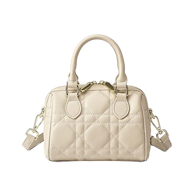 Quilted Genuine Leather Boston Clutch Bag for Elevating Elegance