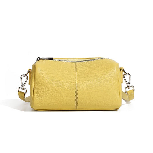 Top Grain Soft Cowhide Elegant Cylinder Clutch Bag