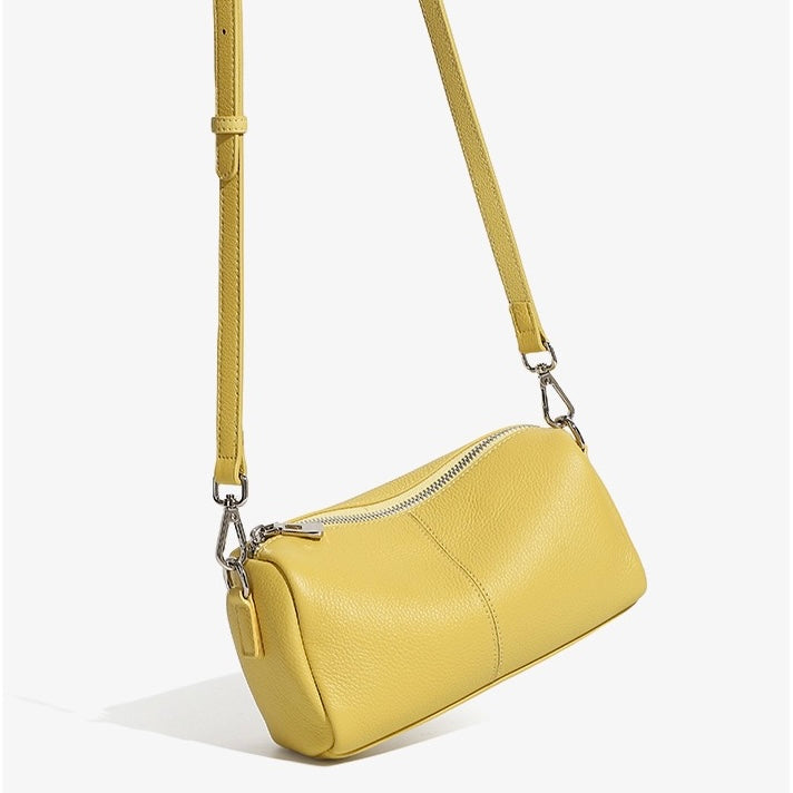 Top Grain Soft Cowhide Elegant Cylinder Clutch Bag