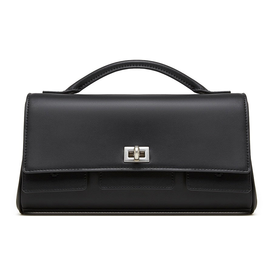 Chic Genuine Leather Designer Lock Clasp Shoulder Handbag