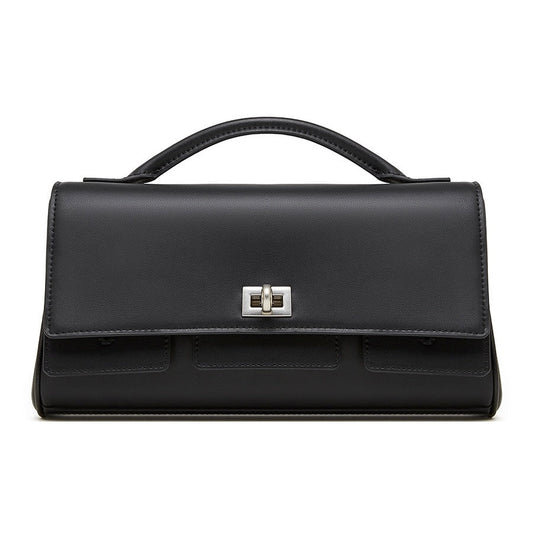 Chic Genuine Leather Designer Lock Clasp Shoulder Handbag