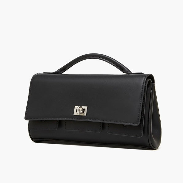 Chic Genuine Leather Designer Lock Clasp Shoulder Handbag