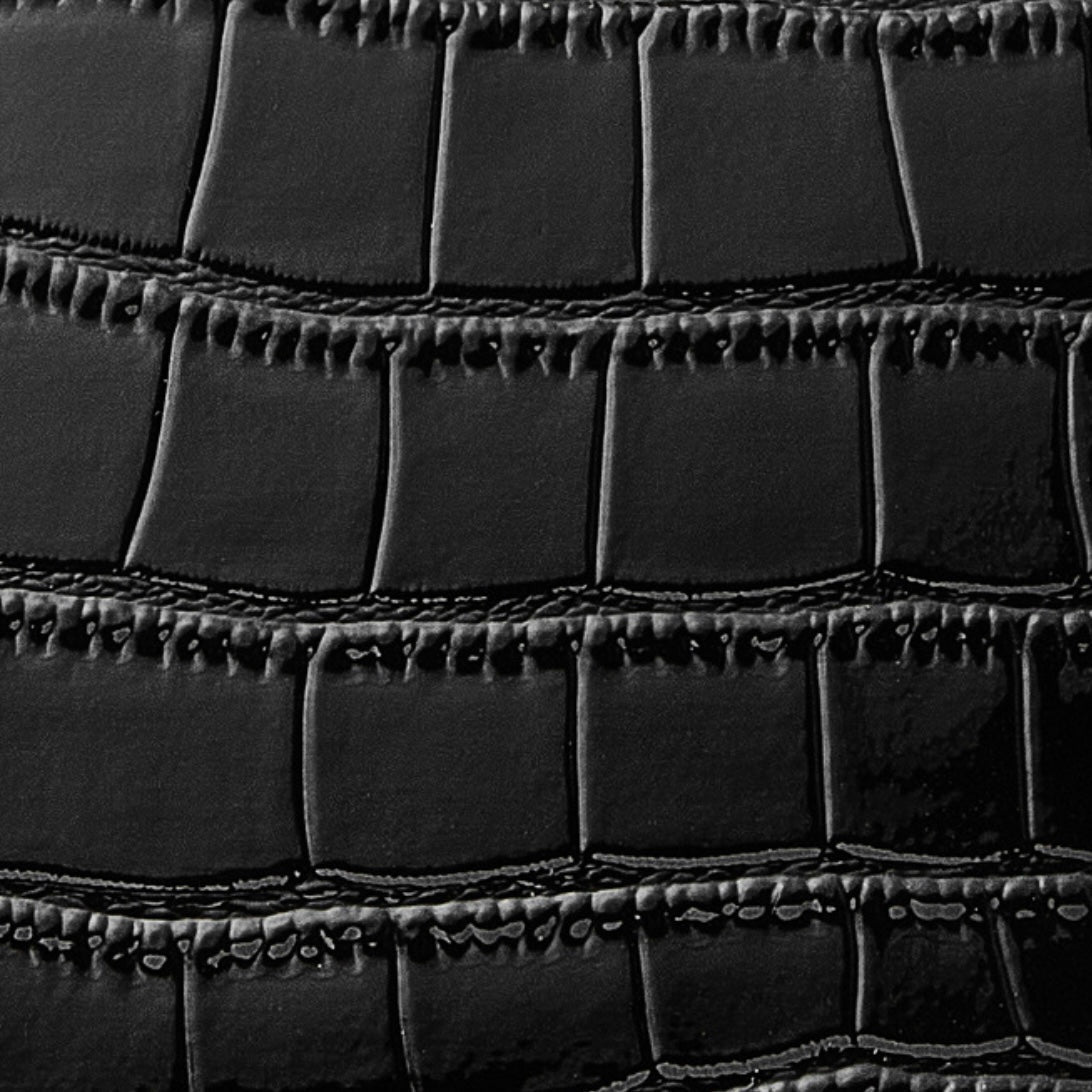 Croc-Embossed Genuine Leather Top-Handle Bag in Creamy White and Black