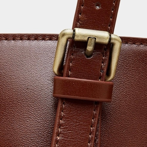 Elegant Genuine Leather Tote with Signature Lock Closure - Large Capacity