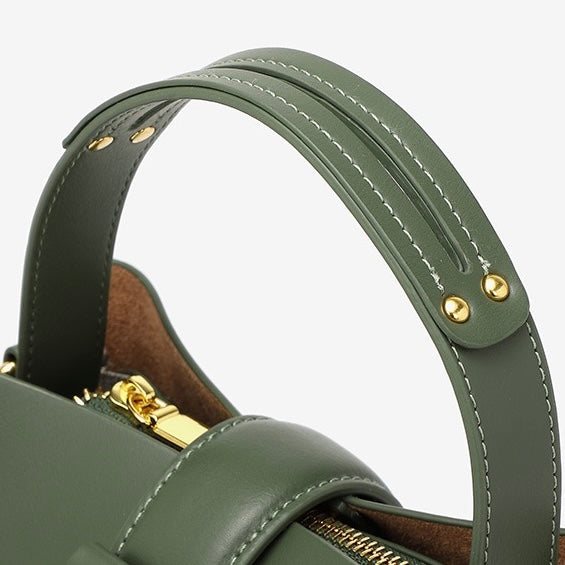 Genuine Leather Bucket Shoulder Bag – Elegant Daily Companion