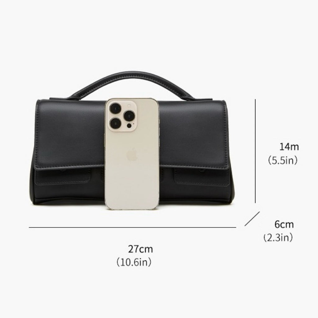 Chic Genuine Leather Designer Lock Clasp Shoulder Handbag