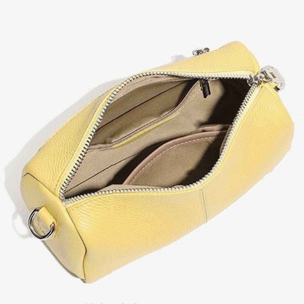 Top Grain Soft Cowhide Elegant Cylinder Clutch Bag