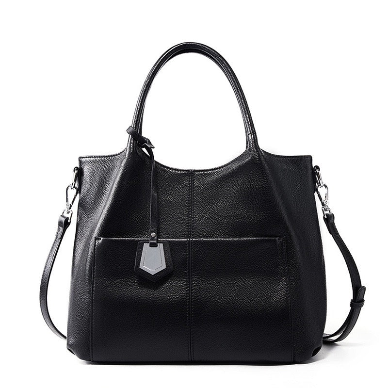Elegant Genuine Leather Tote Bag – Versatile Large Capacity for Everyday Chic