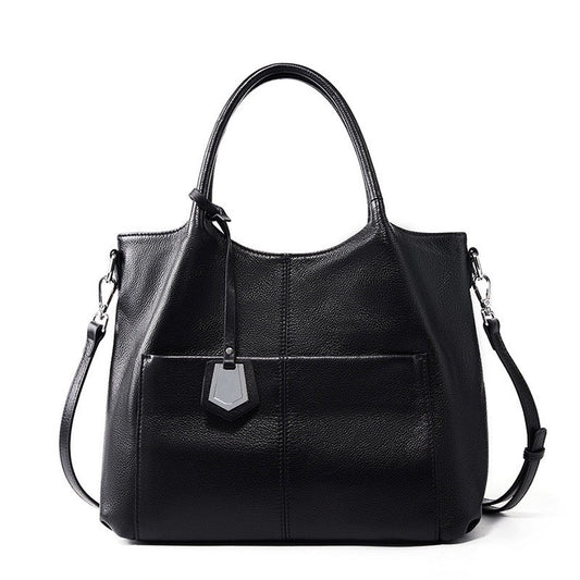 Elegant Genuine Leather Tote Bag – Versatile Large Capacity for Everyday Chic