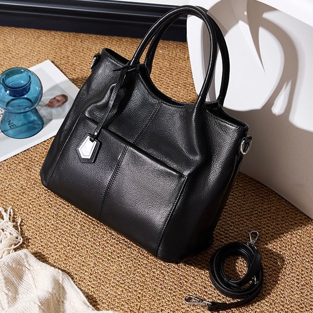 Elegant Genuine Leather Tote Bag – Versatile Large Capacity for Everyday Chic