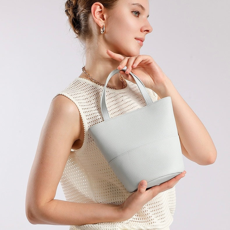 Exquisite Women's Genuine Leather Minimalist Crossbody Bucket Bag