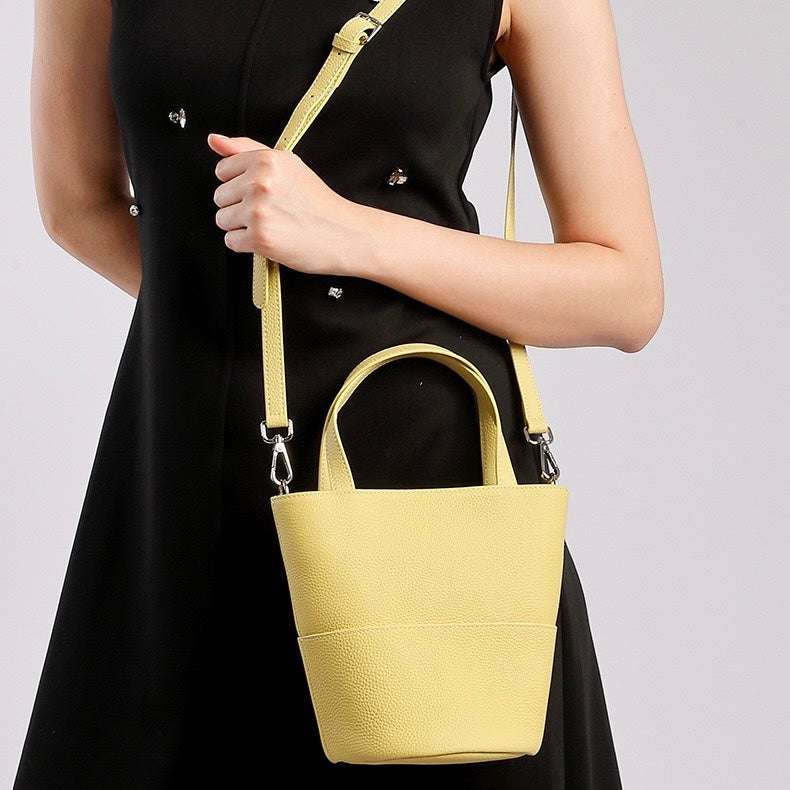 Exquisite Women's Genuine Leather Minimalist Crossbody Bucket Bag