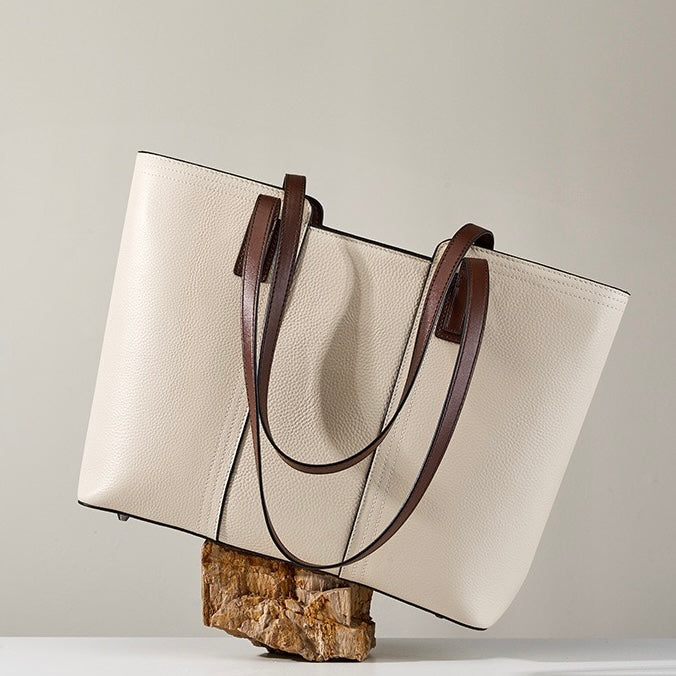 Elegant Genuine Leather Large Capacity Tote: Ultimate Everyday Commuter Bag