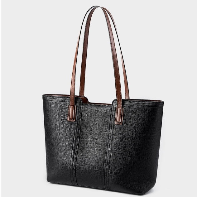 Elegant Genuine Leather Large Capacity Tote: Ultimate Everyday Commuter Bag
