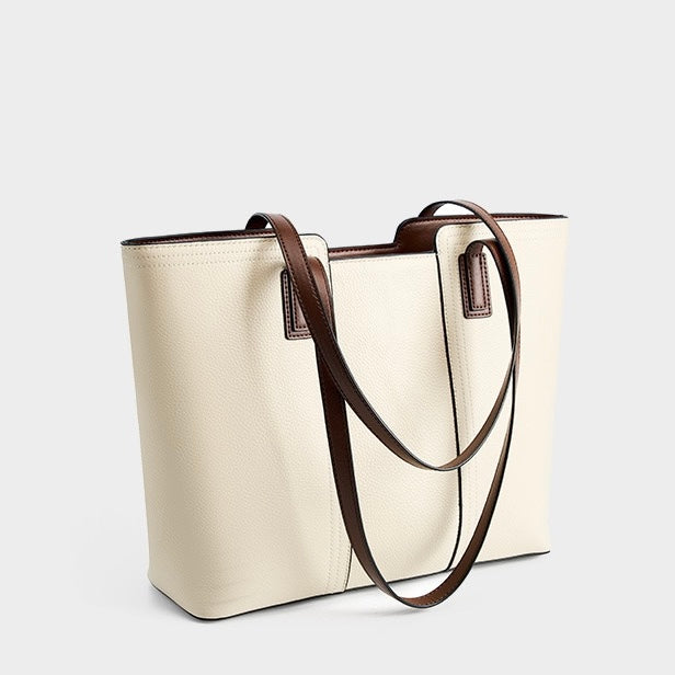 Elegant Genuine Leather Large Capacity Tote: Ultimate Everyday Commuter Bag