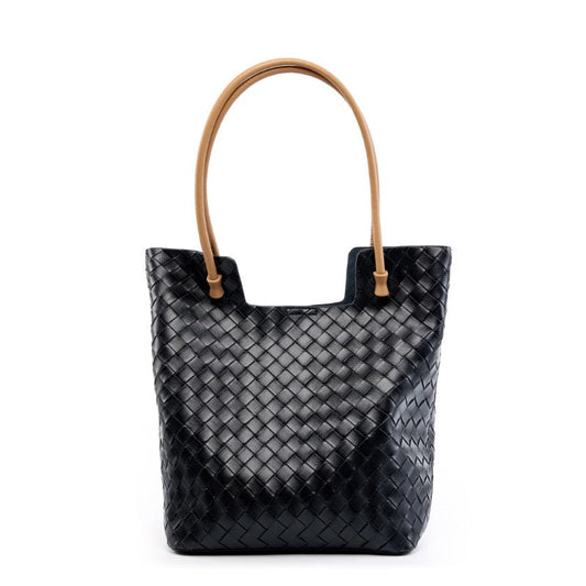 Genuine Leather Weaving Minimalist Shoulder Tote Bag