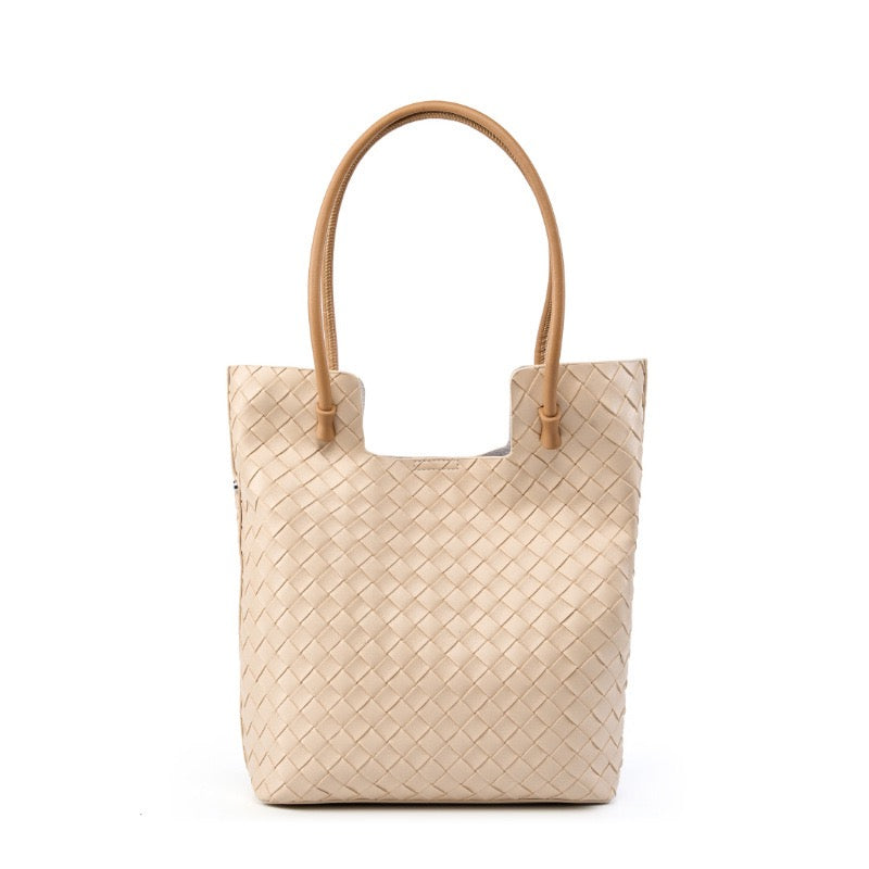 Genuine Leather Weaving Minimalist Shoulder Tote Bag