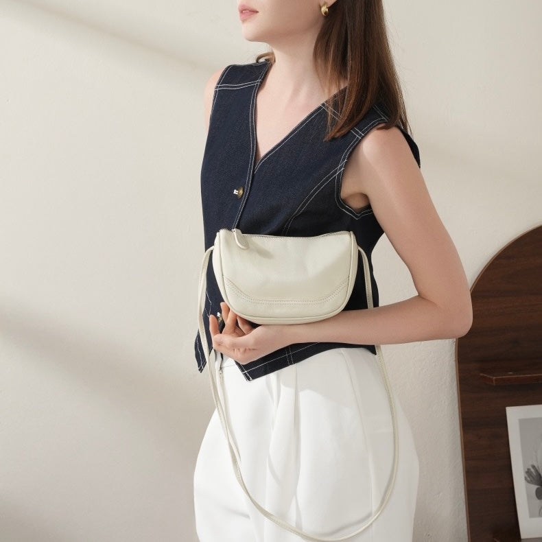 Elegant Genuine Leather Mini Crossbody Bag - Everyday Sophistication