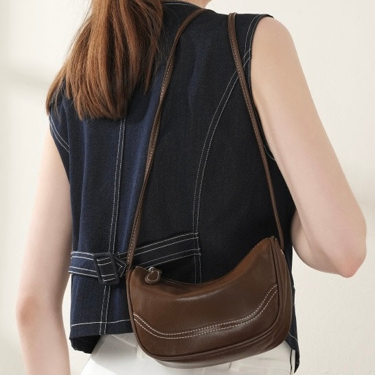 Elegant Genuine Leather Mini Crossbody Bag - Everyday Sophistication