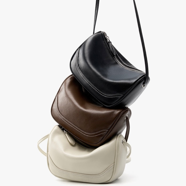 Elegant Genuine Leather Mini Crossbody Bag - Everyday Sophistication