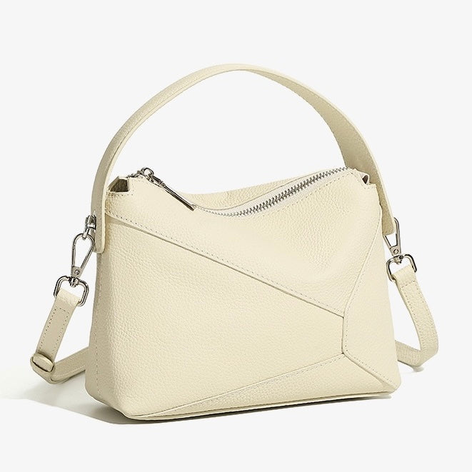 Luxurious Geometric Genuine Leather Pillow Crossbody Handbag