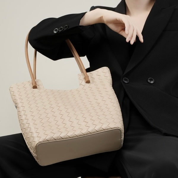 Genuine Leather Weaving Minimalist Shoulder Tote Bag