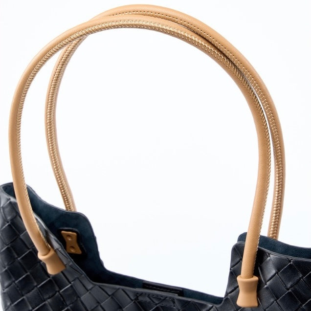 Genuine Leather Weaving Minimalist Shoulder Tote Bag