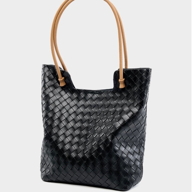 Genuine Leather Weaving Minimalist Shoulder Tote Bag