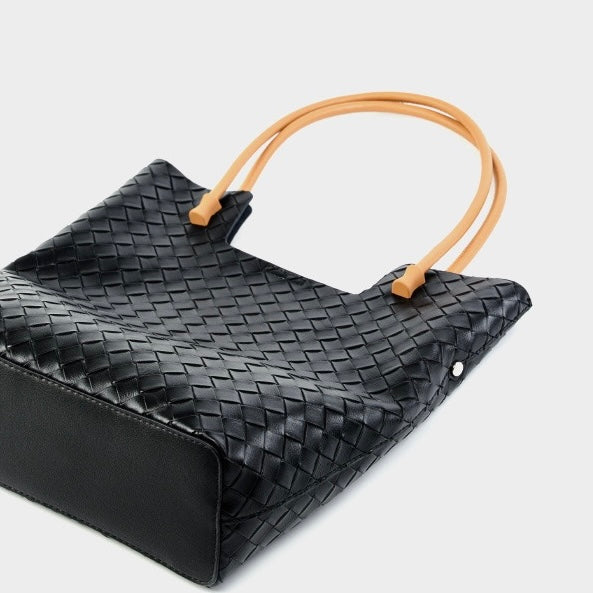 Genuine Leather Weaving Minimalist Shoulder Tote Bag