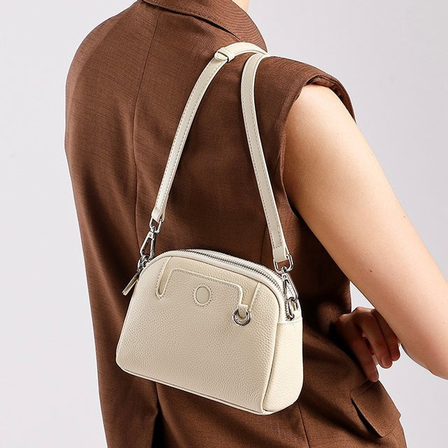 Genuine Cowhide Elegance: Versatile Crossbody Shoulder Bag