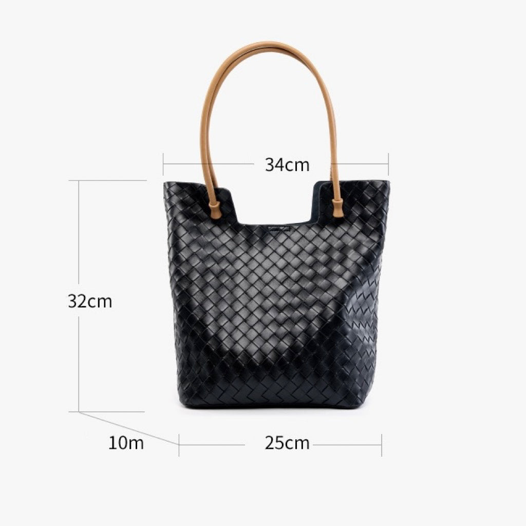 Genuine Leather Weaving Minimalist Shoulder Tote Bag