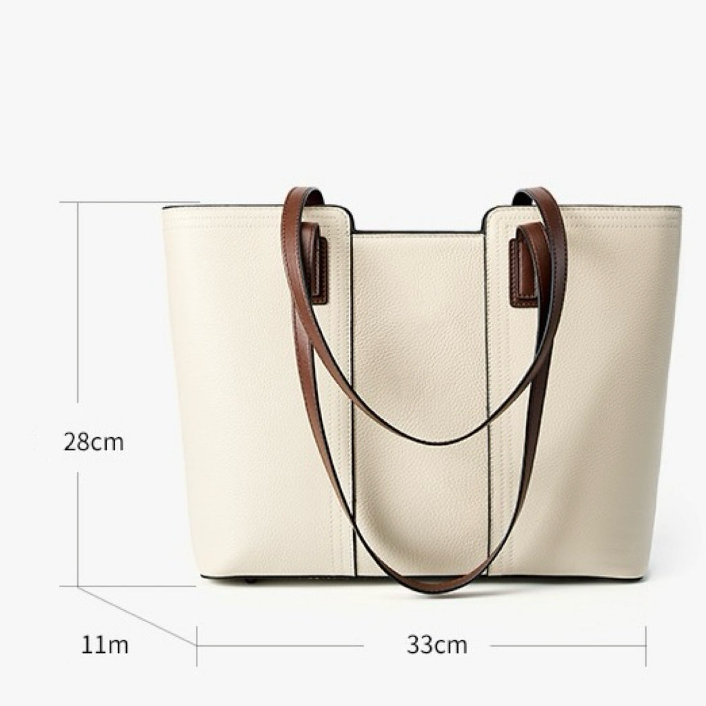 Elegant Genuine Leather Large Capacity Tote: Ultimate Everyday Commuter Bag