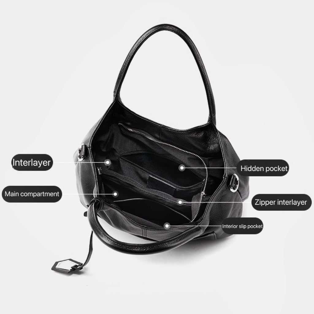 Elegant Genuine Leather Tote Bag – Versatile Large Capacity for Everyday Chic