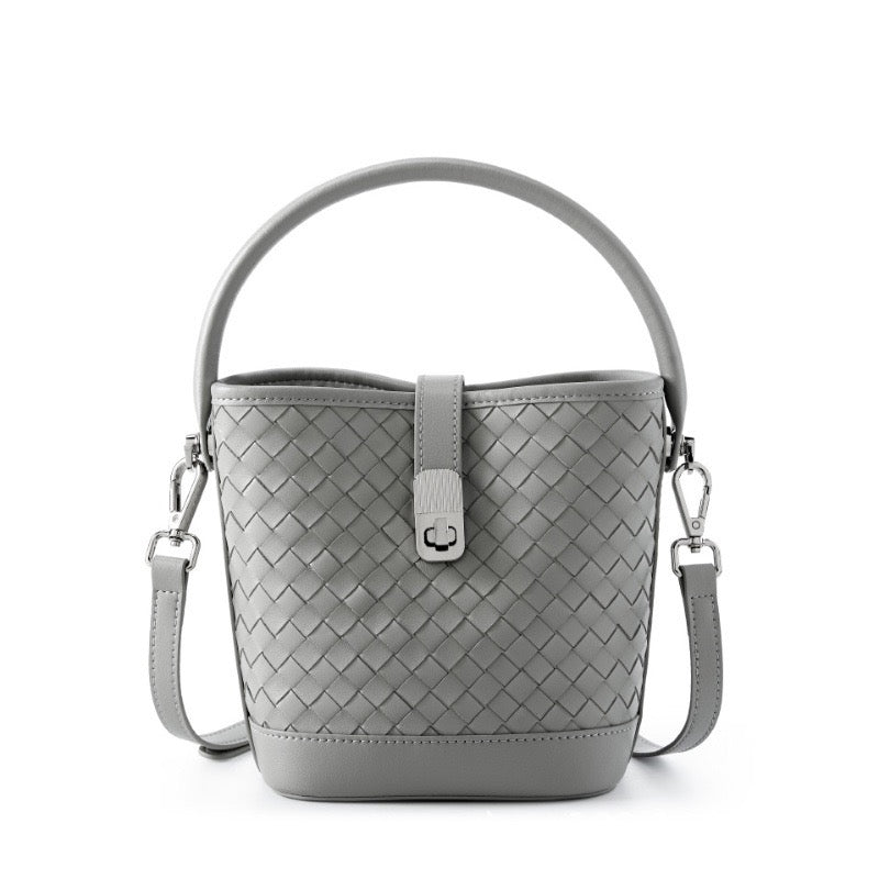 Genuine Sheepskin Woven Bucket Bag - Timeless Elegance for Everyday Chic