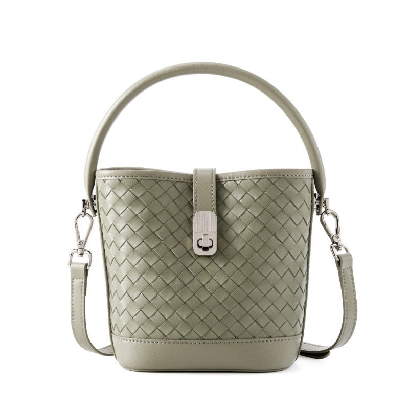 Genuine Sheepskin Woven Bucket Bag - Timeless Elegance for Everyday Chic