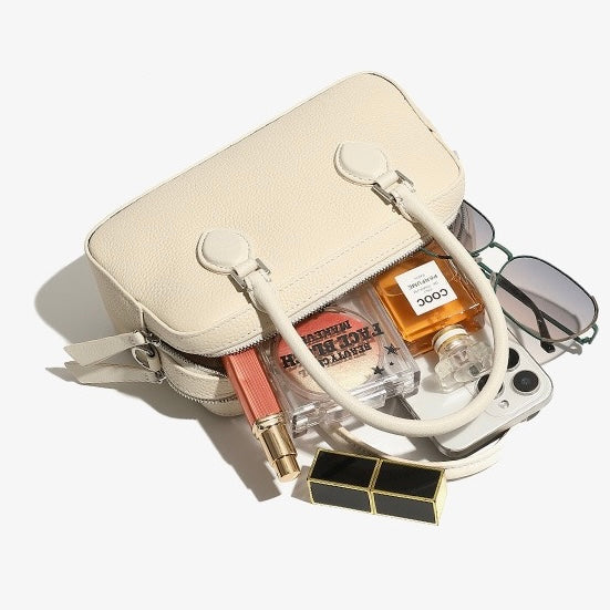 Elegant Leather Handheld Boston Bag