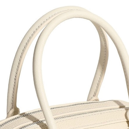 Elegant Leather Handheld Boston Bag