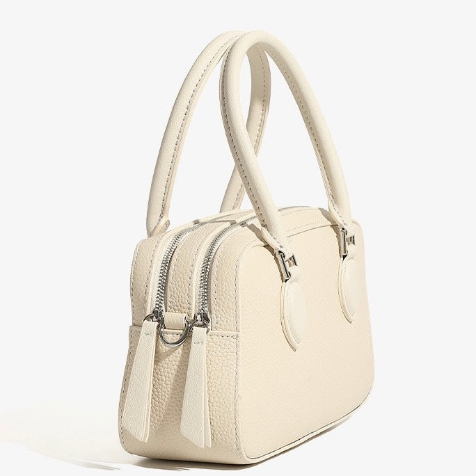 Elegant Leather Handheld Boston Bag