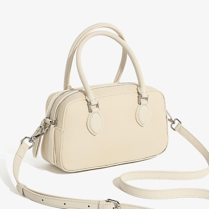 Elegant Leather Handheld Boston Bag