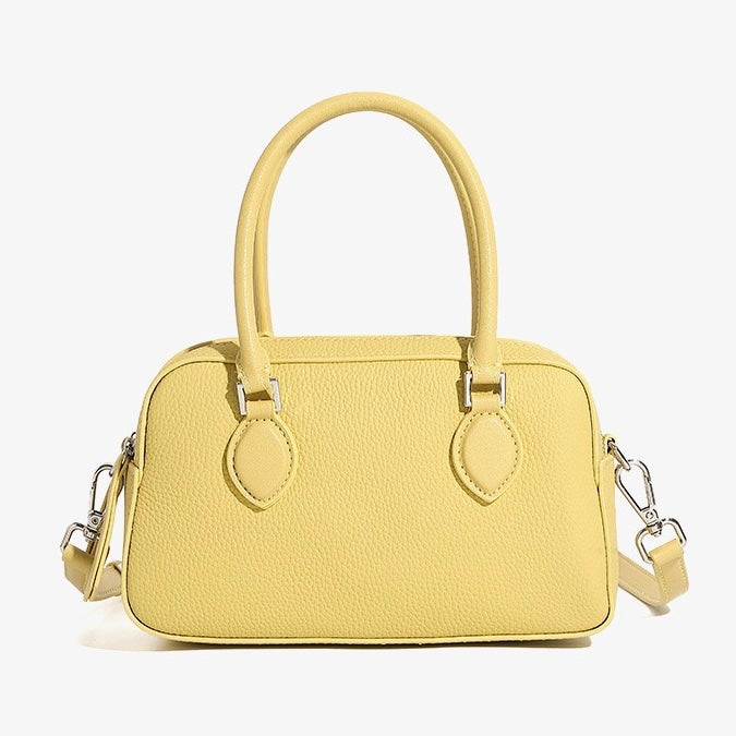 Elegant Leather Handheld Boston Bag