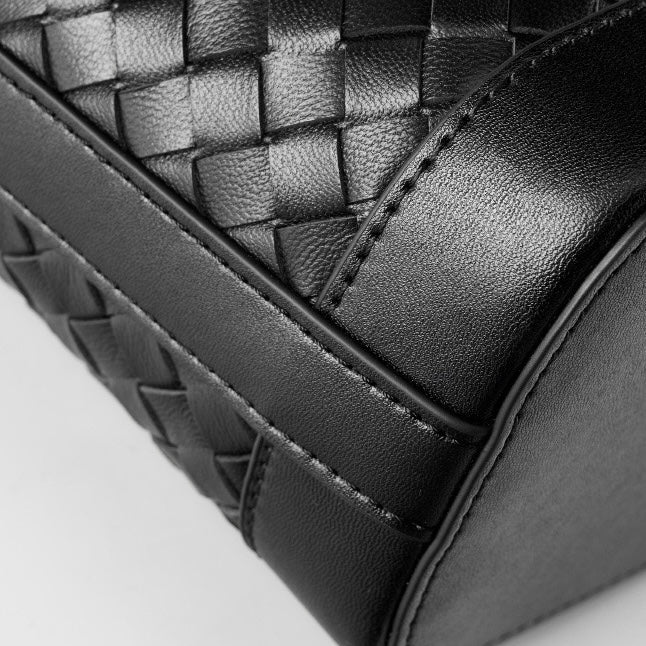 Genuine Sheepskin Woven Bucket Bag - Timeless Elegance for Everyday Chic