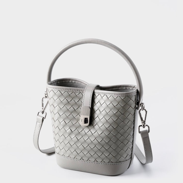 Genuine Sheepskin Woven Bucket Bag - Timeless Elegance for Everyday Chic